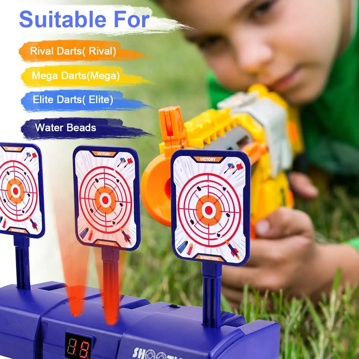 Electronic Shooting Target for Gun Digital Scoring Auto Reset Target with Refill Darts fits gun