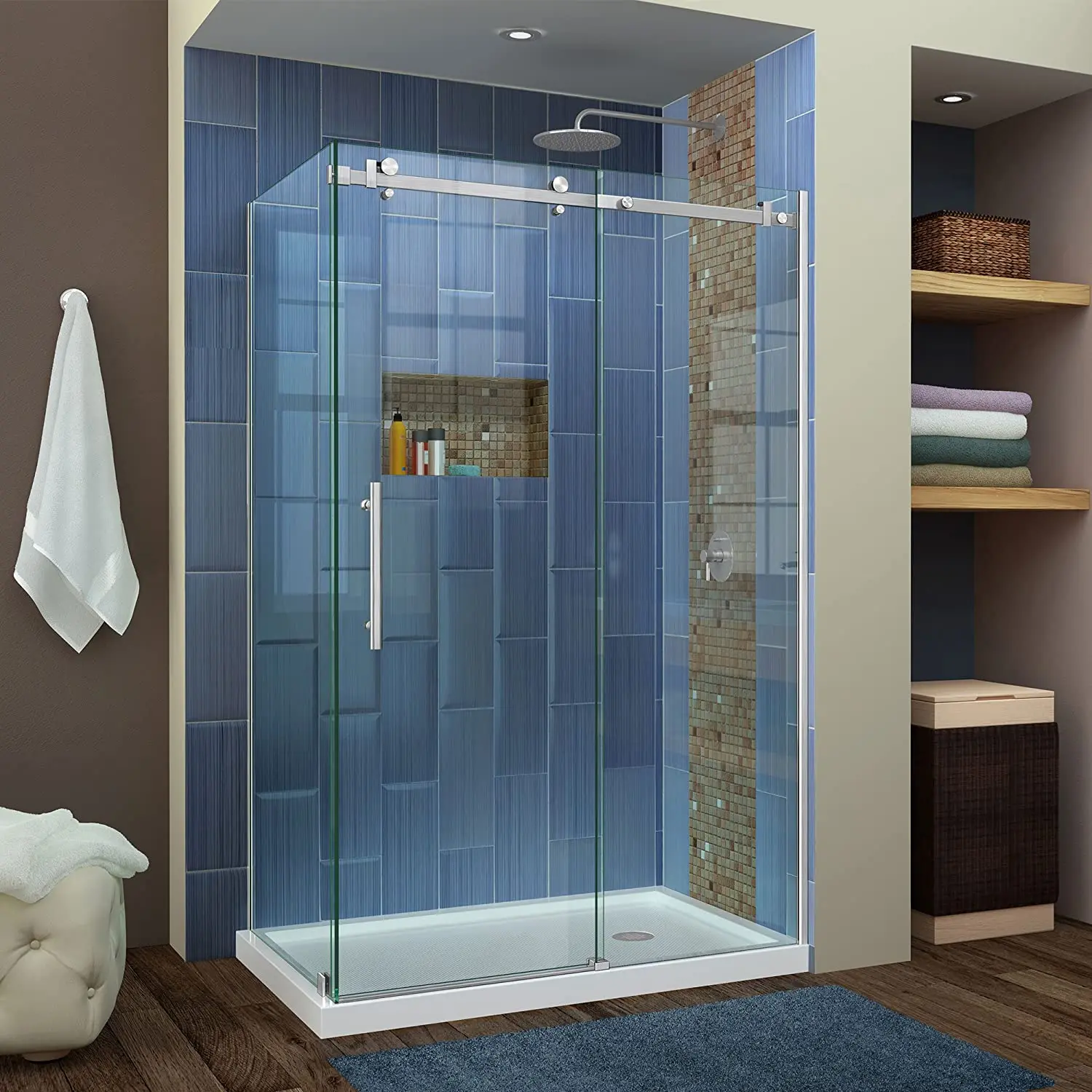 Fashion Hotel 8mm Glass Shower Doors Bathroom stainless steel Shower Enclosure
