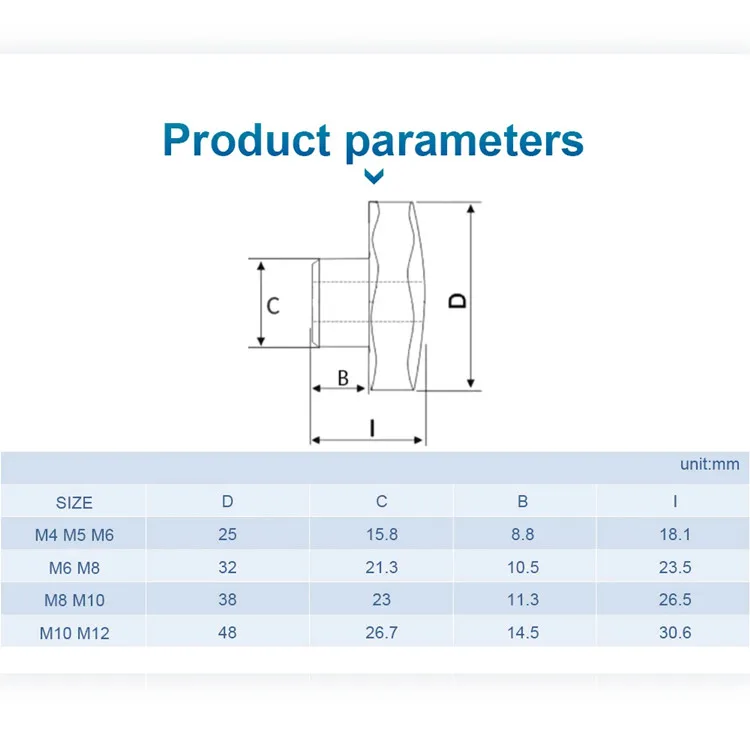 Plastic Handle Through Hole Knob Thumb Nut M4 M5 M6 M8 M10 M12 Tightening Knob Nut