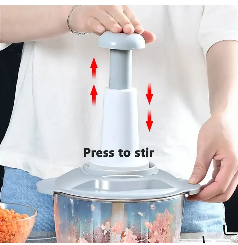 Hot Sale Portable Stainless Steel Hand Press Grinder Magic Shredder for Garlic Herb Vegetable Meat Food Chopper