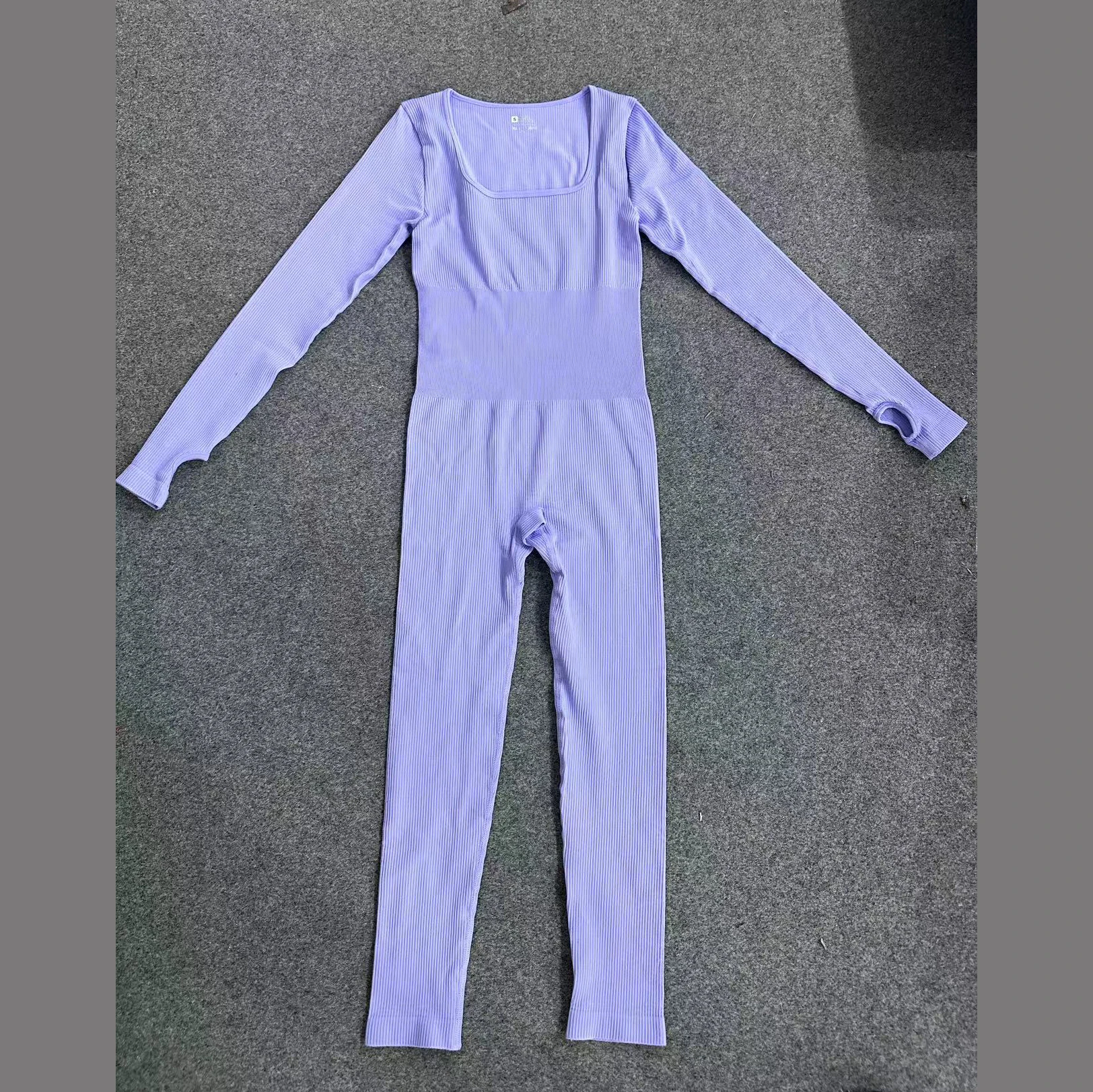 Hot Selling Square Shaped Neck Gym Apparel Long Sleeved Legging Jumpsuit