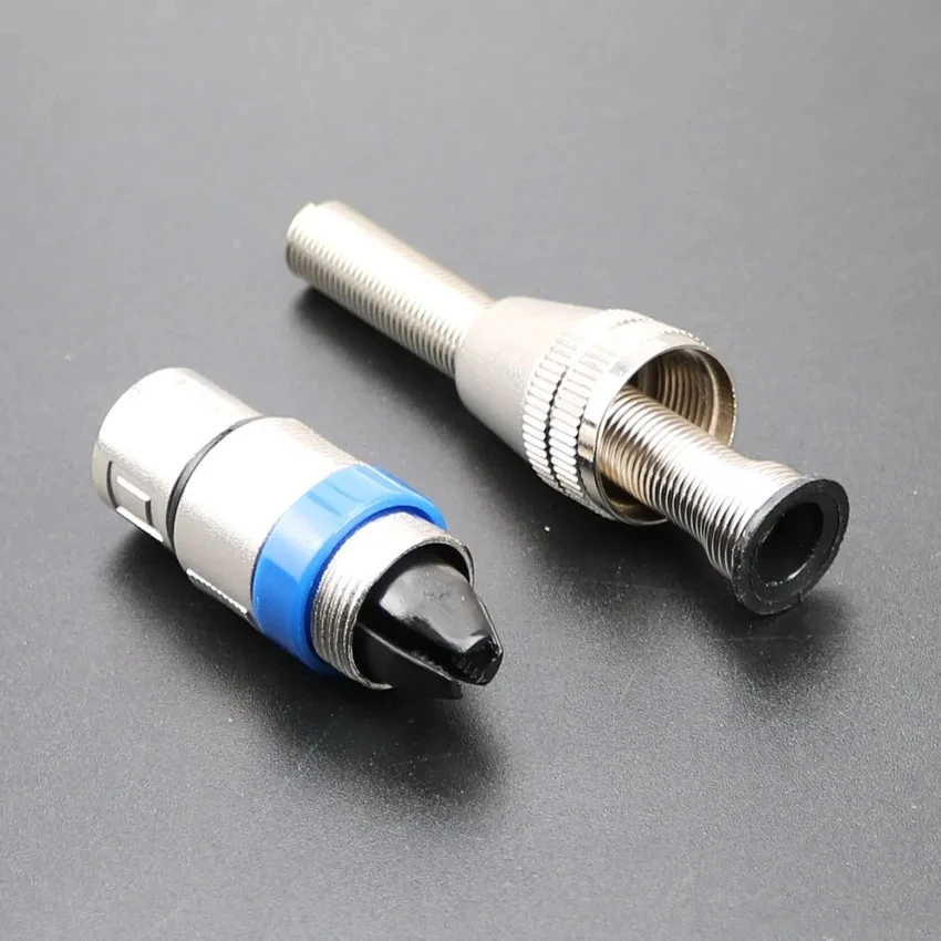 3Pin Female Male MIC Jack Plug Audio Microphone Cable Connector Blue Metal 3-Pin Connectors Adapter For Microphone KTV
