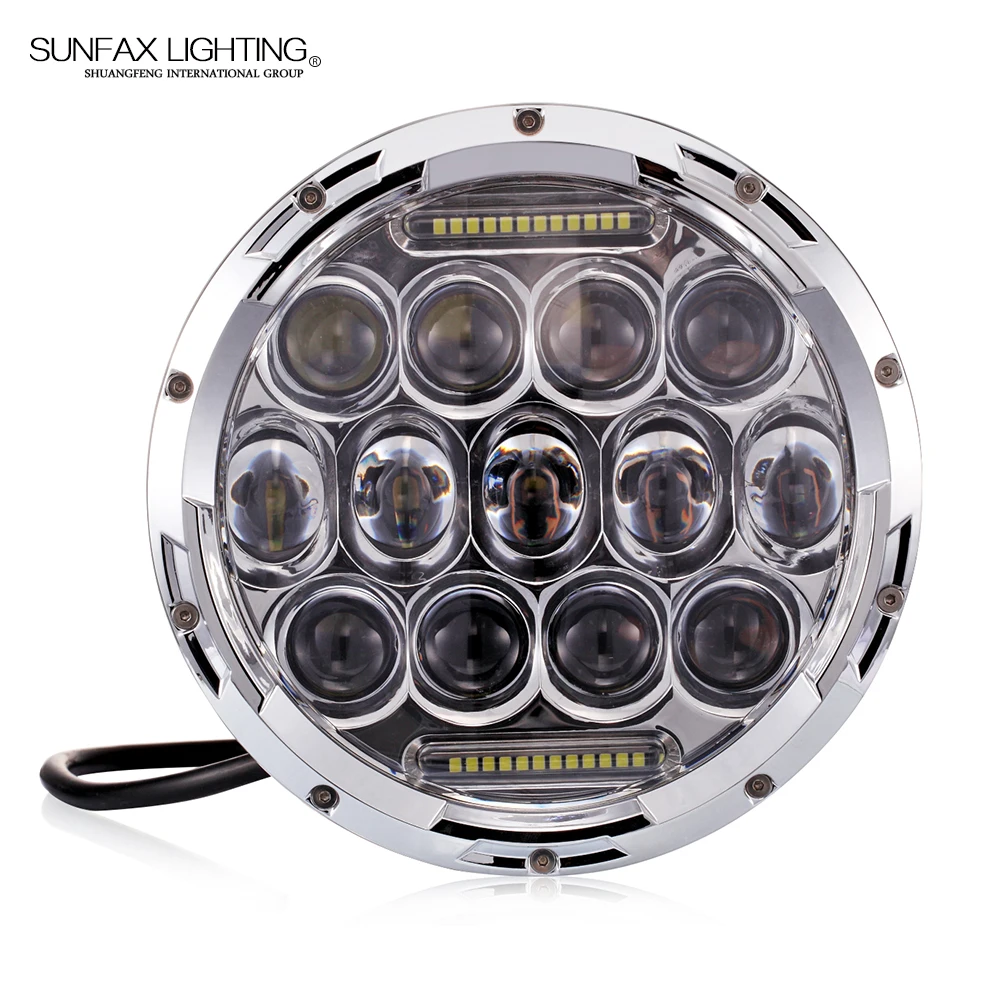 
Motorcycle lighting system 4X4 Offroad RGB 7 round led headlight High Low Beam off road 90w 7inch 