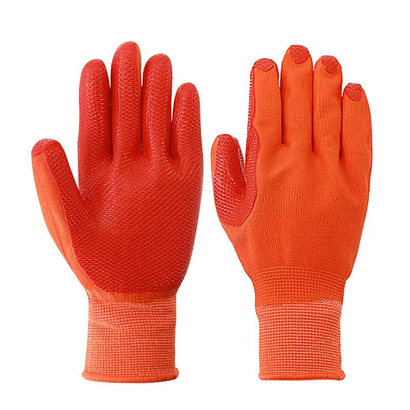 High Quality Rubber Coated Safety Hand Gloves With Wrinkle Finish Machine Latex Gloves