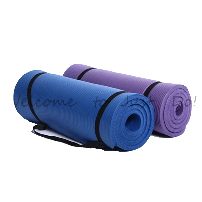 
10mm Thick NBR Non-slip Exercise Fitness Yoga Mat with carry strap 