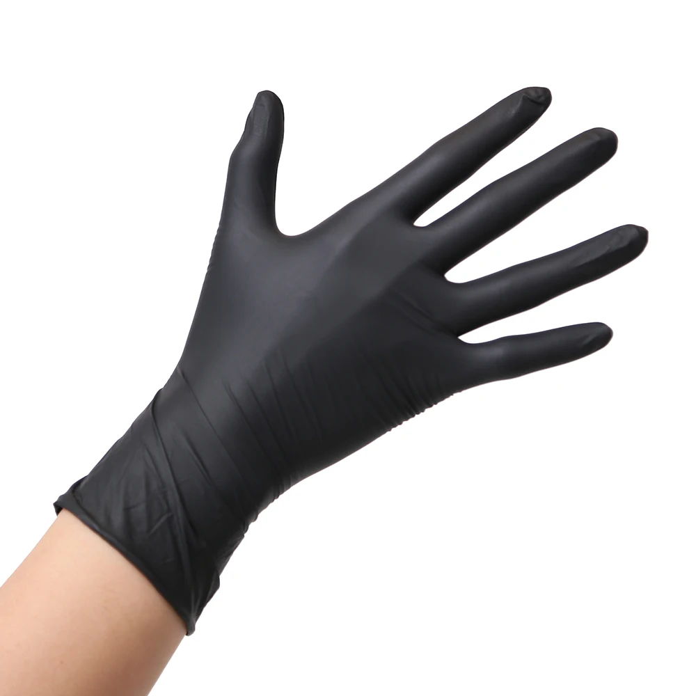 Disposable Powder Free Black 5g 9 Inch Examination Nitrile Safety Gloves
