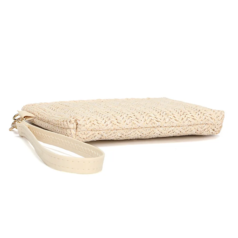 Womens Straw Clutch Bag Summer Beach Straw Purse Zipper Wristlet Wallets for Women
