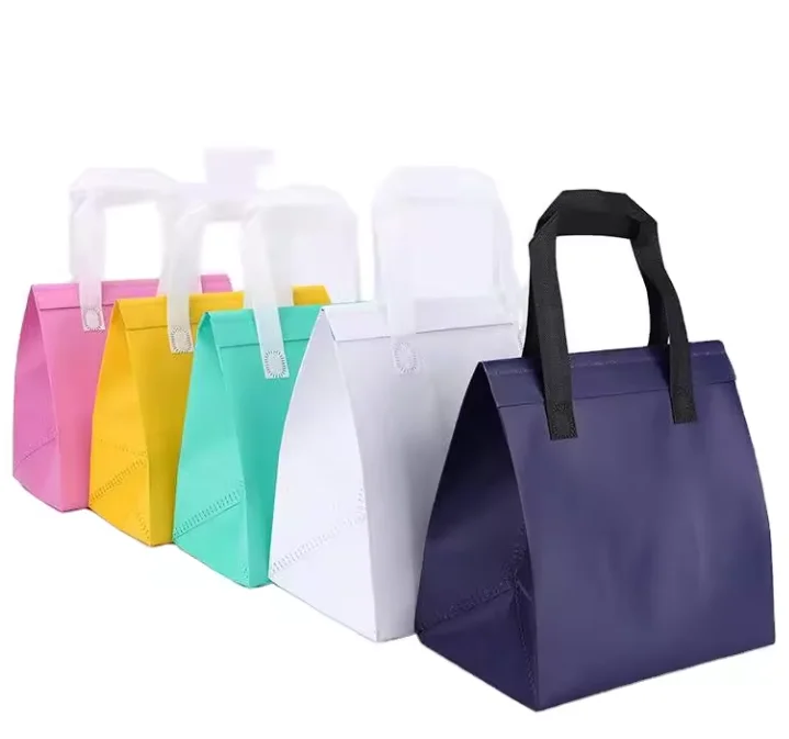 Non Woven Aluminum Foil Disposable Cooler Bag Small Takeaway Cold And Hot Drinks Coffee Food Delivery Thermal Insulated Bag