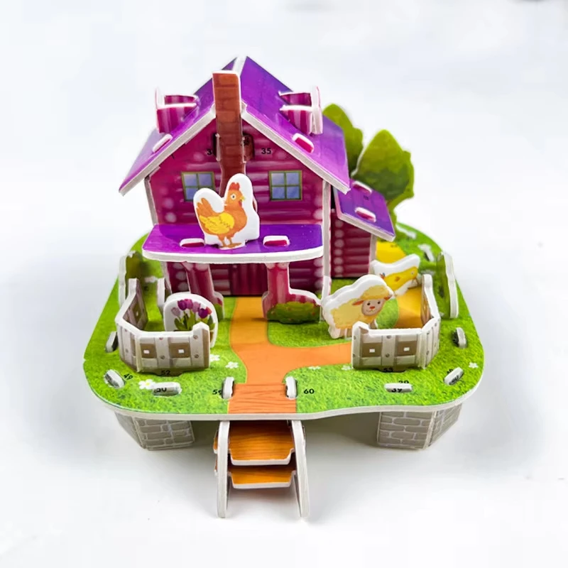 3D Village Paper Puzzle Set Fun DIY Farmhouse Models for Kids Creative Play and Family Activities