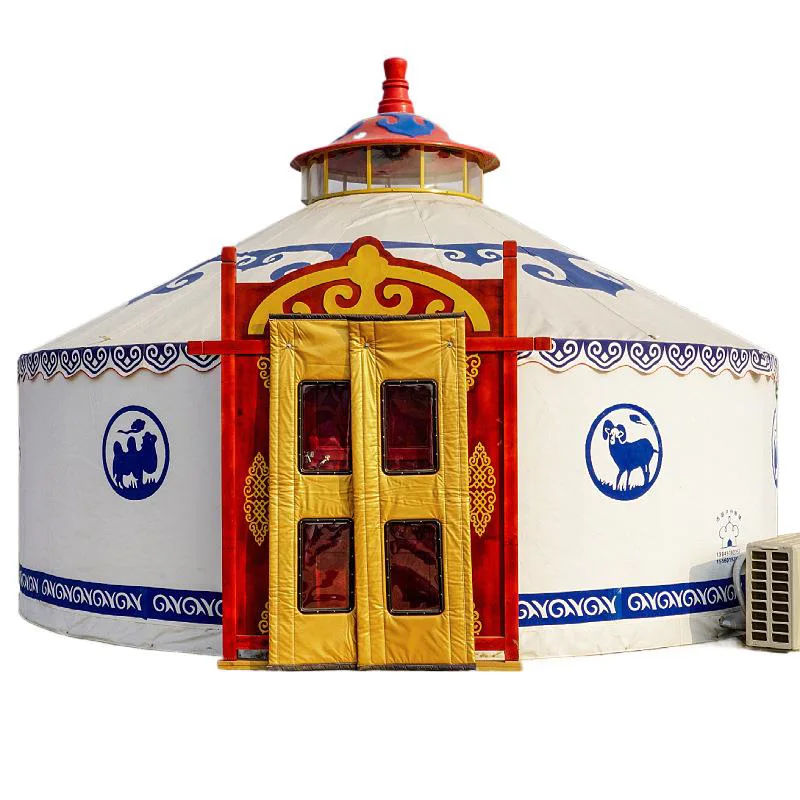 4 Season Luxury Wooden Frame Waterproof Traditional Mongolian Outdoor Waterproof Steel Frame Camping Tent Mongolian Ger Yurt