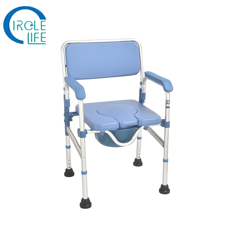 Wholesale shower aluminium portable height adjustable folding toilet commode chair for elderly