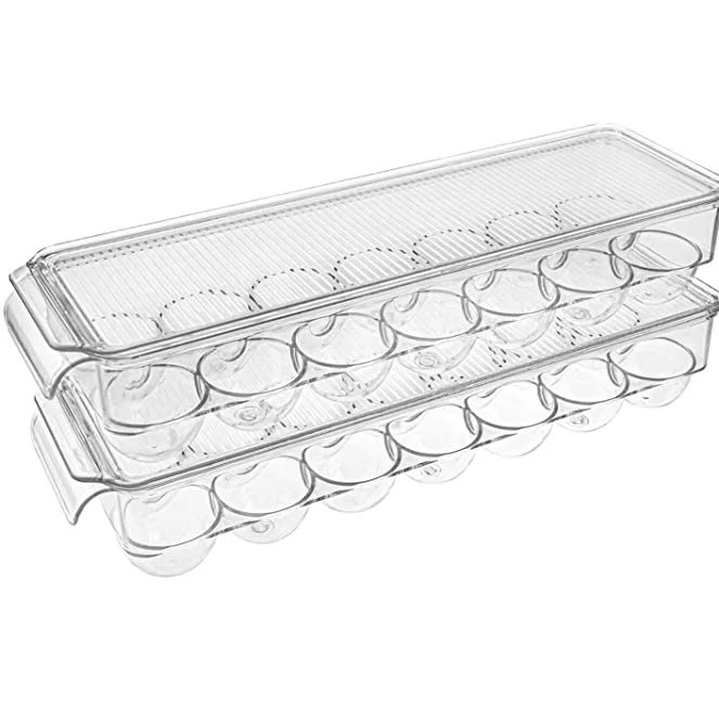 Bpa free food grade material plastic egg storage drawer food storage box Stackable Refrigerator Egg Storage Bin for Fridge