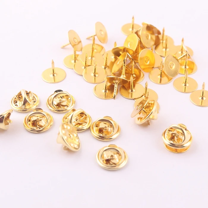 wholesale gold brass butterfly clutch pin back with nail for lapel badge