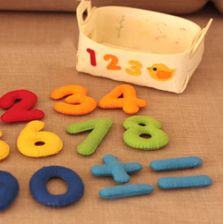 Diy handmade basket children english letters and numbers color toy felt storage basket