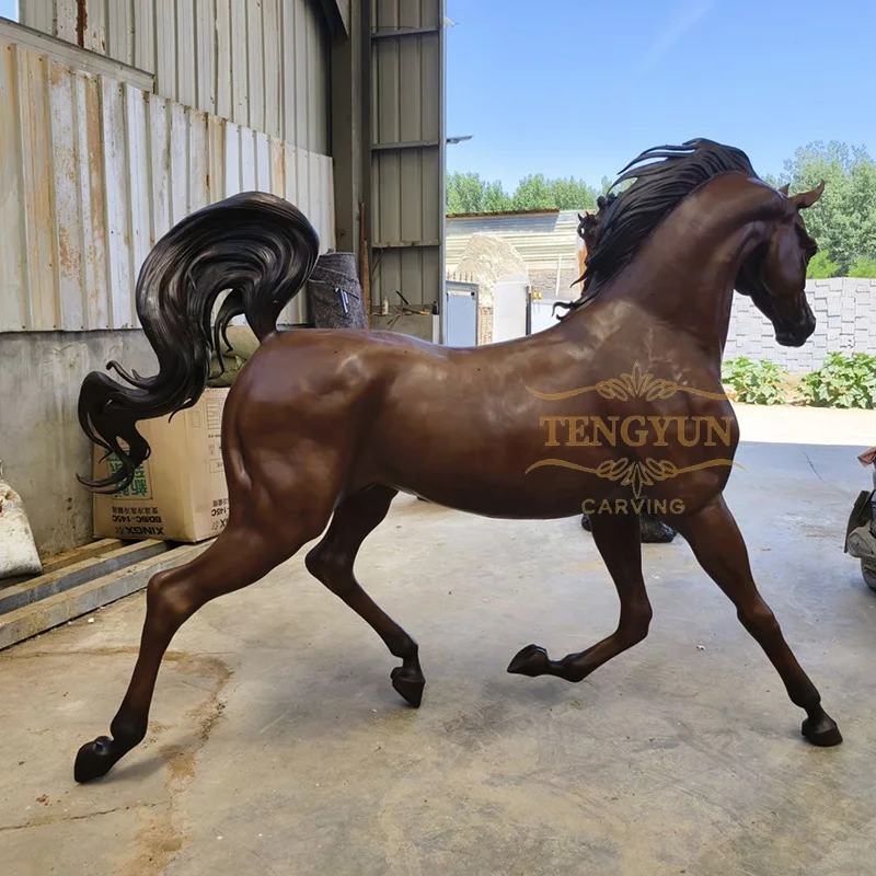 Большая Арабская лошадь Бронзовая скульптура сад декоративная латунная литая статуя лошади для продажи