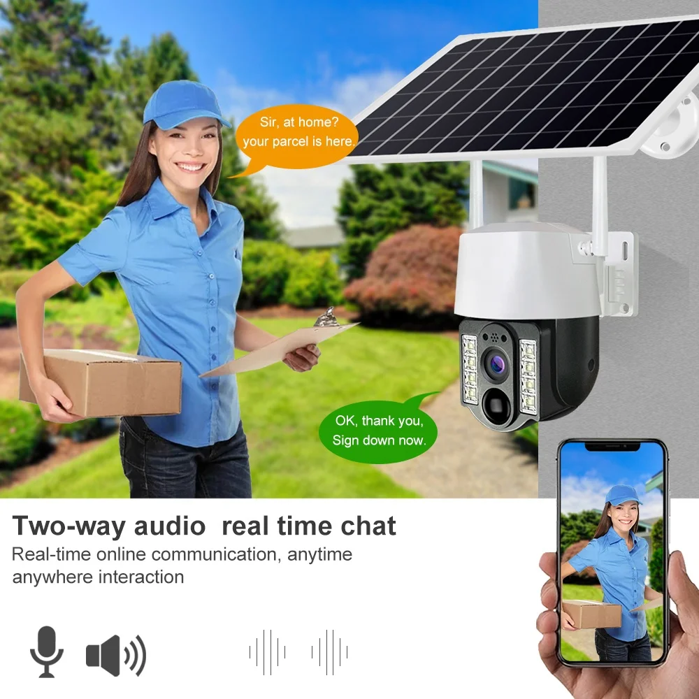 Jortan 3MP V380 Ptz 4g Solar Camera 360 Degree Rotate Outdoor Waterproof Motion Detection Battery Audio Solar Camera Wifi
