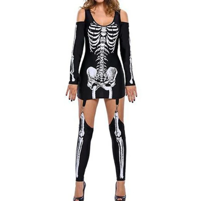 Masquerade Skeleton Print Sexy Strapless Halloween Costume Halloween Jumpsuit