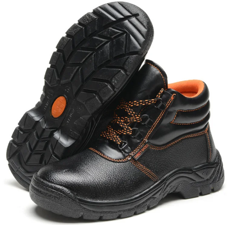 High Ankle  industry labor rubber safety shoes   with steel toe  cheap price Anti-smashing Anti-poercing