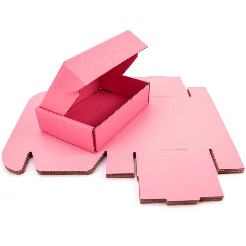 Low -cost Low Moq Custom Logo Pink Corrugated Mailer Cardboard Paper Packaging Mailing Postal Shipping Box