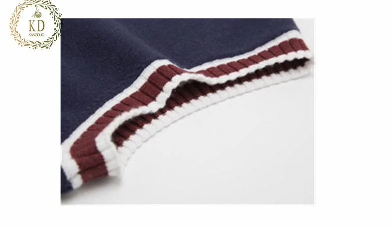 KD New Fashion Custom core yarn basic Fitted women Knitted Wool Bear college Vest  Design Sweater romper