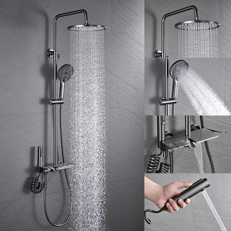 High Quality Shower Column Black Thermostatic Wall  Bathroom Shower