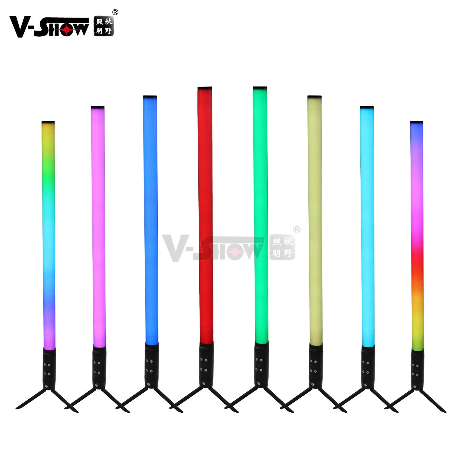 VSHOW T360  IP65 8PCS and Case Outdoor  Battery Powered RGB Rainbow Pixel Bar LED Tube DMX Remote WiFi