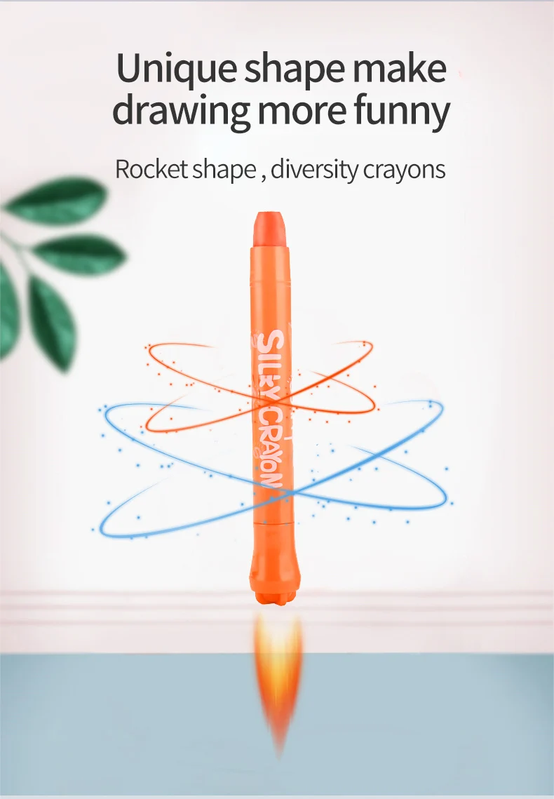 Sunny Art 12 Colors Rocket Shape Non Toxic Twistable Silky Crayons Water Soluble Krayon Dapat Diputar 12 Warna