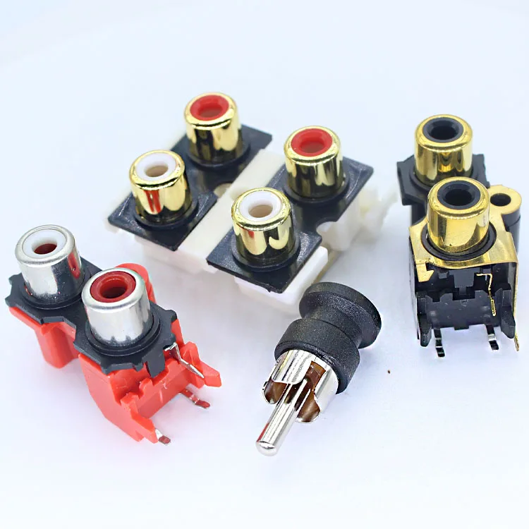 Electronics Rac Socket Audio & Video Application Din Audio Rca 6 5 3 Pin Vertic High-End Panel Mount Gold Plated Rca Jack Femal