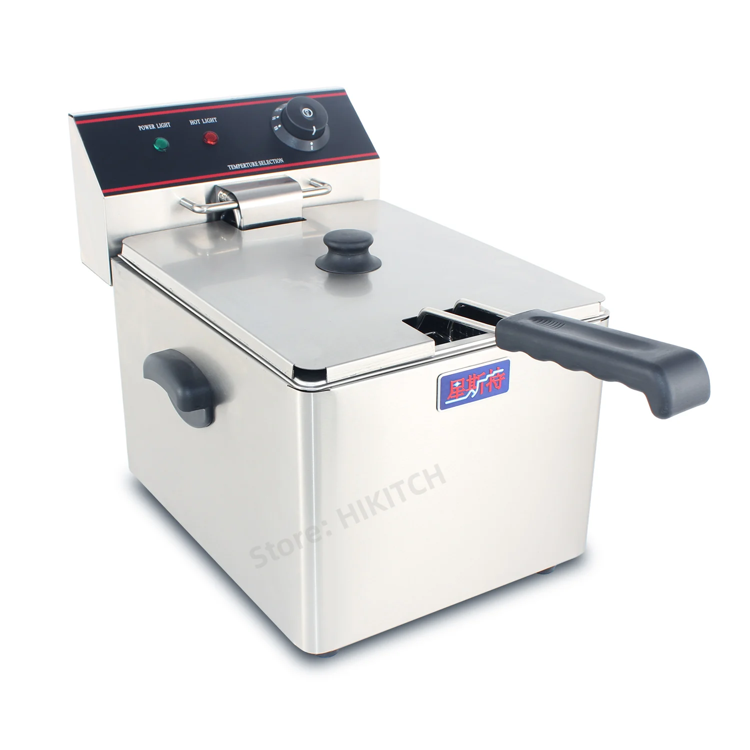 Stainless steel single tank 8L oil deep fryer EF8L with 1 basket 1/2 size pan electric fryer safe circuit breaker for hotel shop