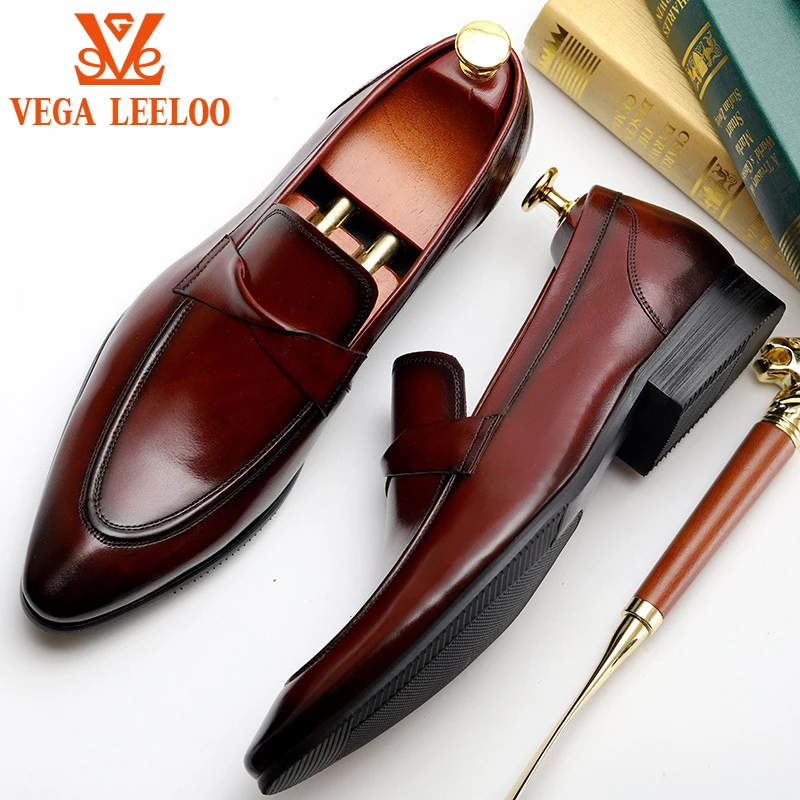 Мужские классические кожаные туфли, Простые Модные лоферы, износостойкая резиновая подошва