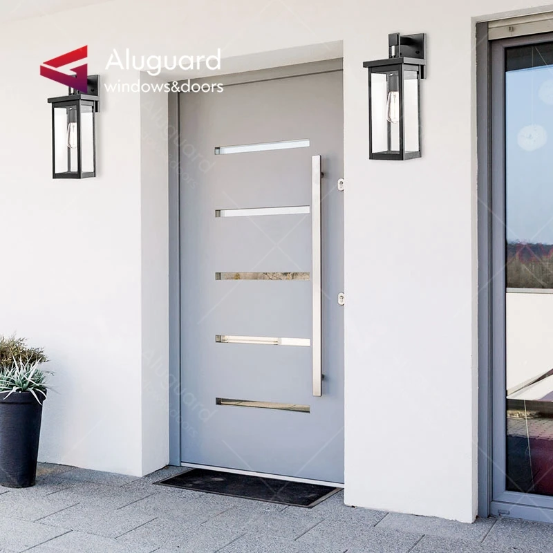 Exterior security house main door with glass panel concealed design french front arch main door design