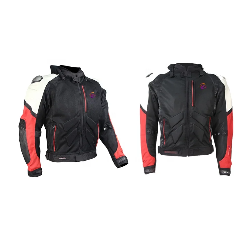 Motorbike Clothing Of 100% Polyester Cordura Jackets Biker Rider Touring Cafe Racer Eva Foam Padded In White Black Red Color