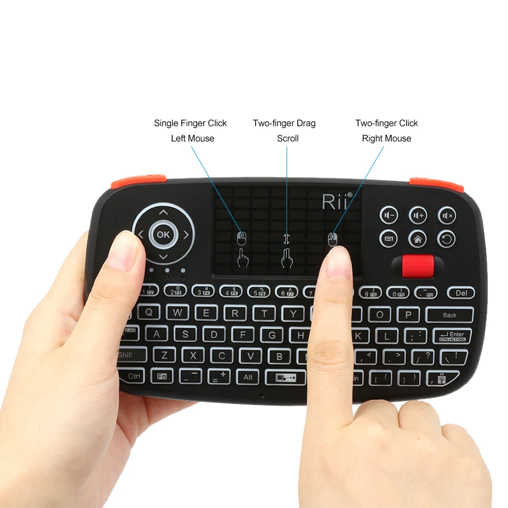 Беспроводная Клавиатура Rii i4 Mini BT с тачпадом 2 4 ГГц мышь подсветкой пульт дистанционного управления для Windows Android TV