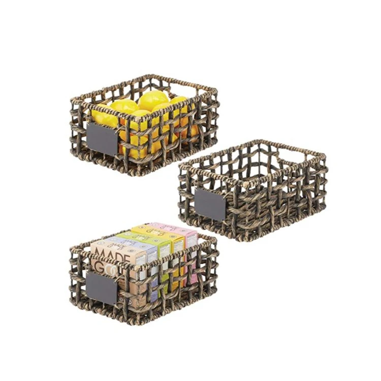Storage Bins Rectangular BasketWater Hyacinth Open Weave Kitchen Cabinet Pantry Basket