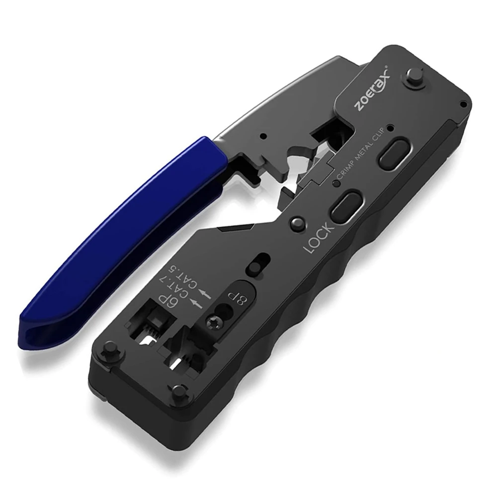 8P 6P RJ45 RJ12 RJ11 Crimping Tool Pass Through for Cat7 Cat6A Cat5e Connectors Modular Crimper  Ethernet Wire Cutter Crimper