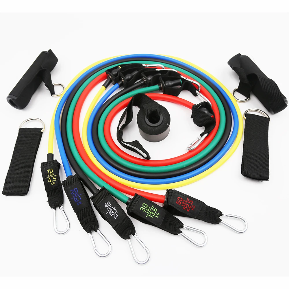 5 Fitness Workout Bands Stackable up to 150 LBS, Training Resistance Tubes