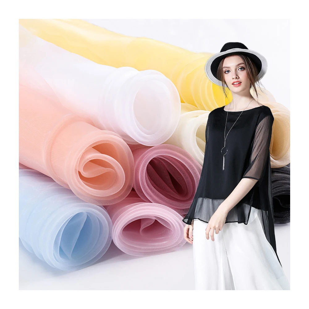 6MM width100% Mulberry silk organza fabric for clothing Wedding Dress