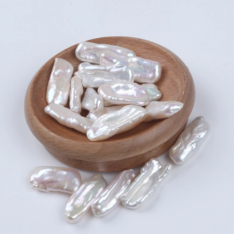 Zhuji 8-10mm*20-25mm White Color Biwa Shape Natural Freshwater Loose Beads Pearls