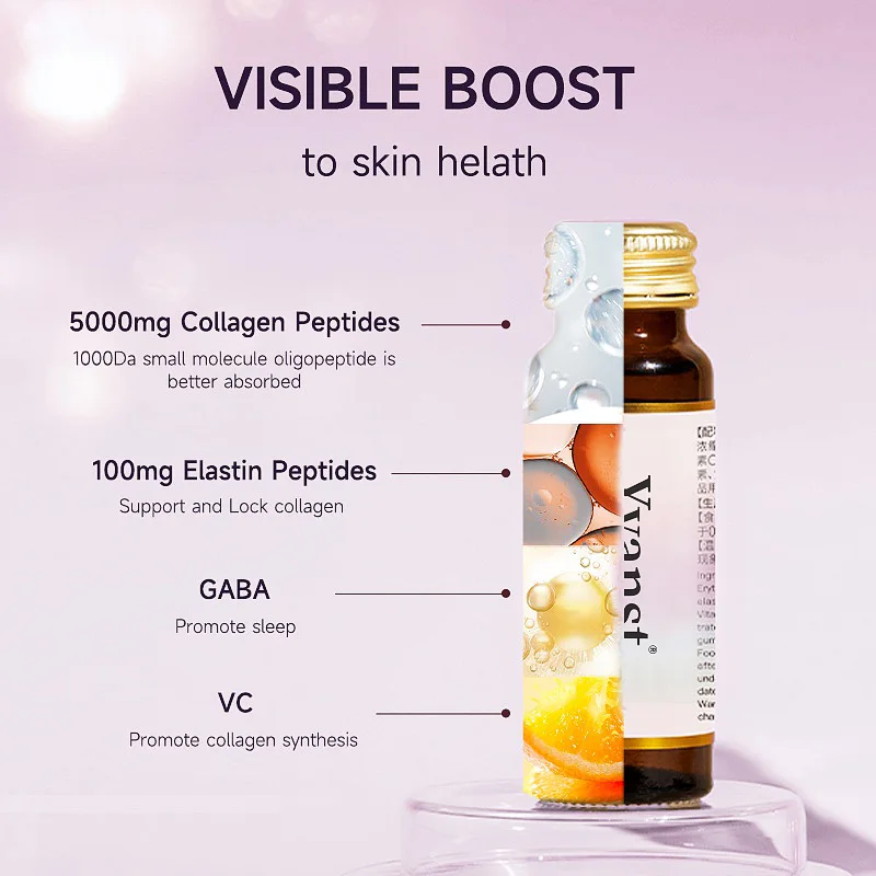 Private Label Collagen Peptide Vitamin C Drink GABA Sleep Aid Crystal White Skin Brightening Collagen Peptide Oral Liquid Drink