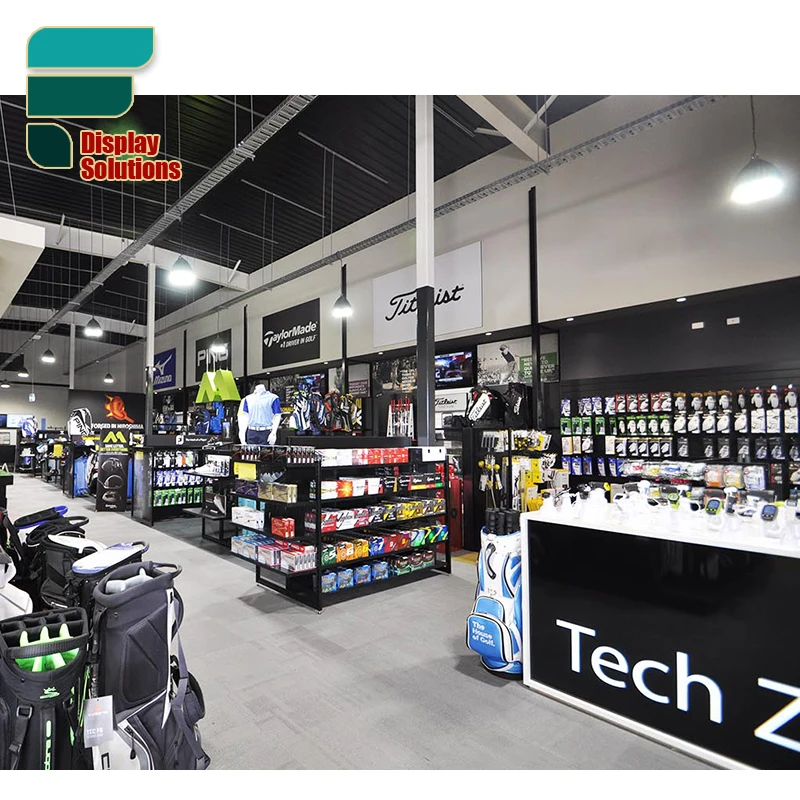 Golf Display Counter Interior Design Electric Golf Play Retail Vitrine Store Golf Clubs For Sales