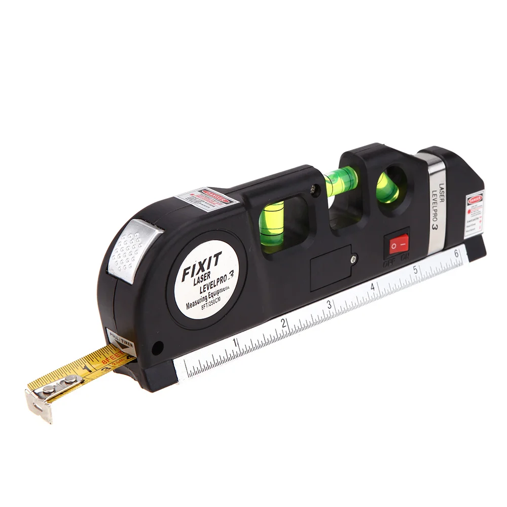 JY-03 8 FT 2.5m Measuring Tape Laser Level Pro3 Measuring Equipment with 3 Way Level Bubbles and Laser Power On/Off Nivel Level
