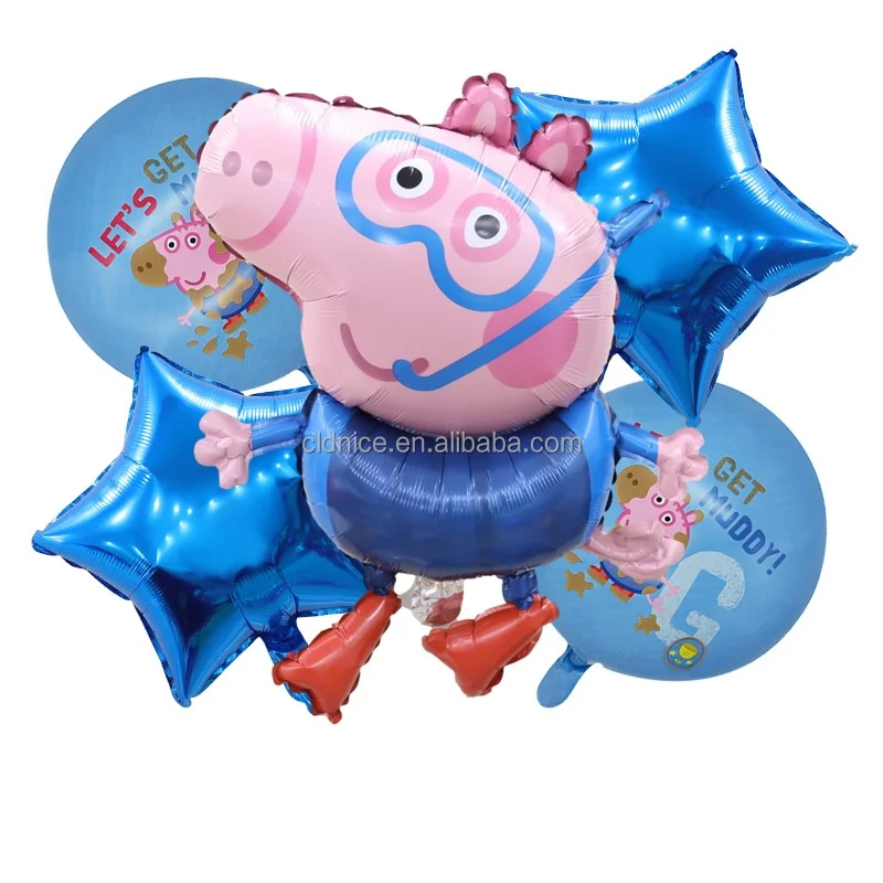 Nice Genuine Peppa-Pig George Balloon 5 Piece Package Aluminum Foil Balloon For Baby Birthday Party Decoration