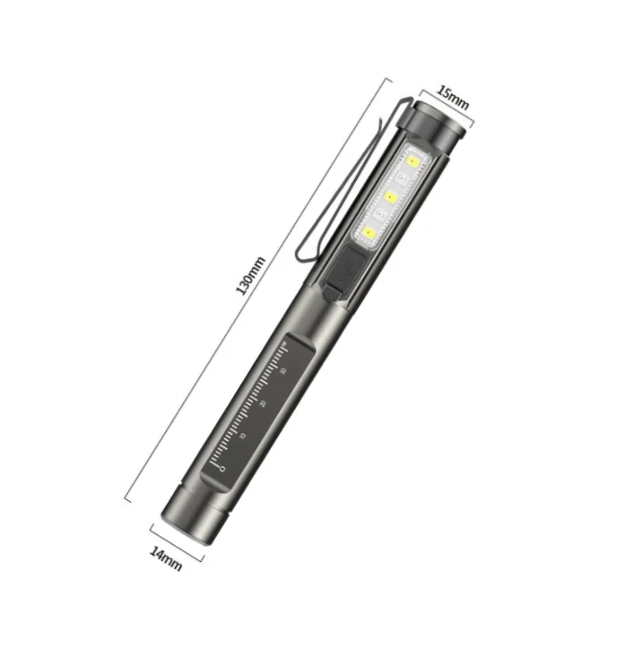 Waterproof IPX4 Pen Shape LED Penlight Purple Yellow Medical Emergency Flash Torch Lamp Outdoor Camp Type C Clip LED Flashlight