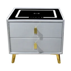 Intelligent bedside table modern simple multi-function bedside table with wireless charging color lamp fingerprint lock sound
