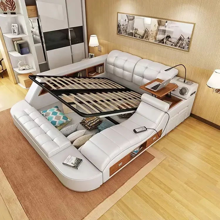KEHUI Double Loft Bed Slide Sheet Plus Teak Sheathed Suite Massage Boys Roll Sponge Lights Multifunction Double Loft Bed