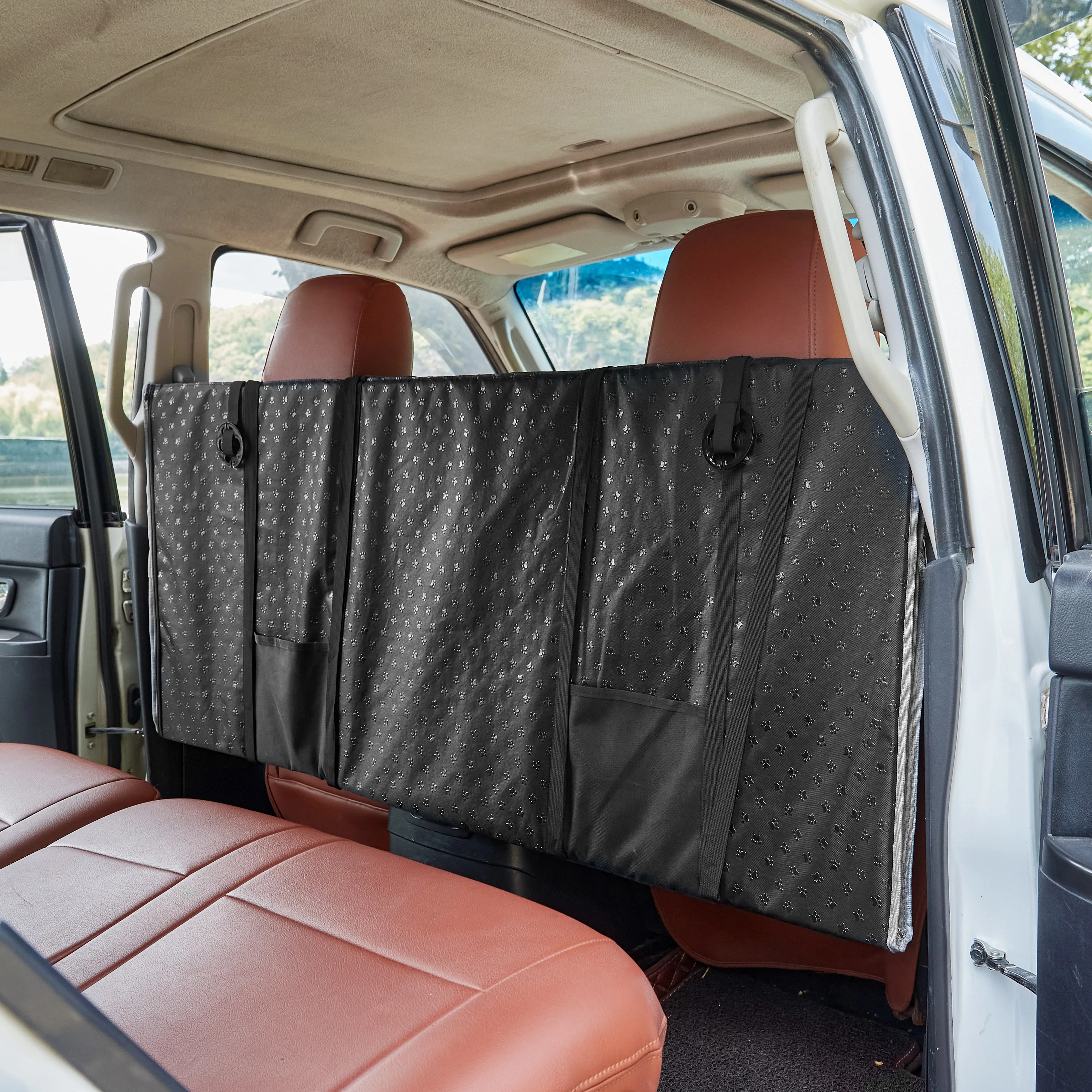 Wholesale gray black large width waterproof pet dog hammock hardbottom car rear seat cover for back seat