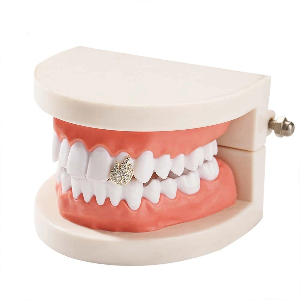 Hot Selling Single Teeth Grillz Hip Hop Joker Diamond Top & Bottom Teeth Caps Grillz Set for Teeth Rapper Halloween Costume