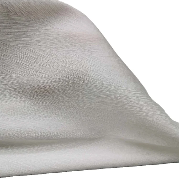 White silk mulberry in stock stretch jacquard silk fabric for dress