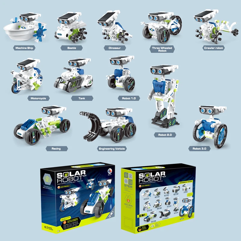 2024 NEW product 12 in 1 solar energy Robot DIY self-contained Solar power Robot STEM toys gift