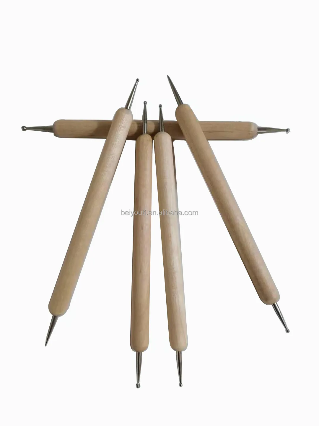 5PCS Double Ended Dotting Tools DIY Design Nail Art Wooden Handle Dotting Pen Tools For Diamond Embroidery Point Drill Dotting